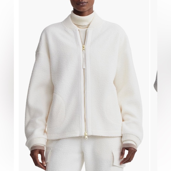 Varley Willmont bomber Jacket cream fleece sz small S - Picture 4 of 11